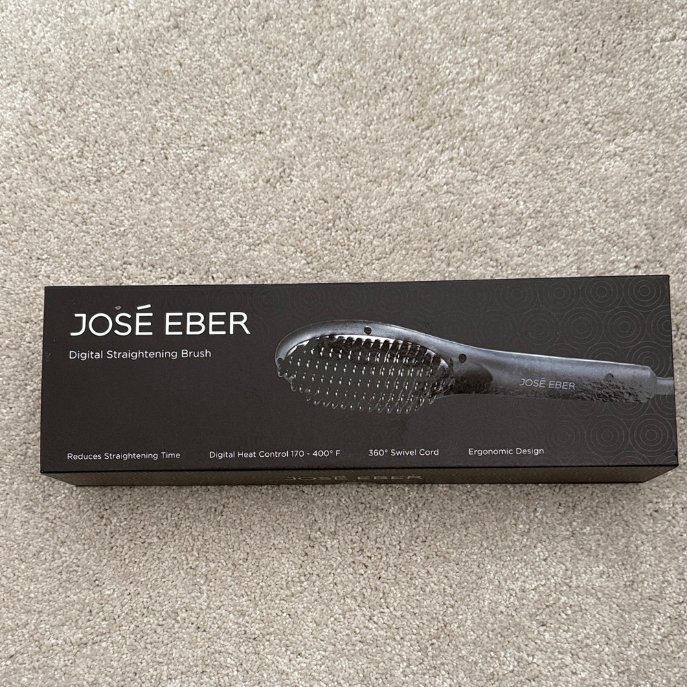 José Eber Black Digital Hair Straightening Brush NIB